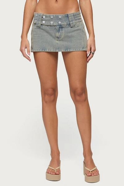 Edikted Lolah Snap Waist Denim Mini Skort