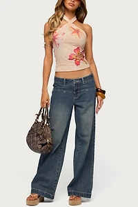 Edikted Wyn Studded Low Rise Baggy Jeans