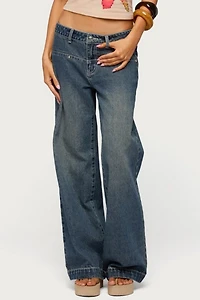 Edikted Wyn Studded Low Rise Baggy Jeans