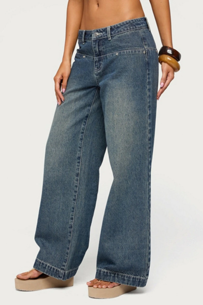 Edikted Wyn Studded Low Rise Baggy Jeans