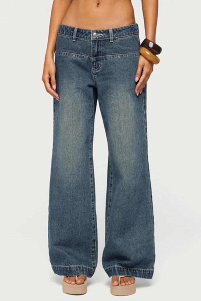 Edikted Wyn Studded Low Rise Baggy Jeans