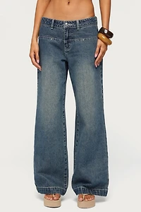 Edikted Wyn Studded Low Rise Baggy Jeans