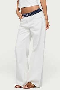 Edikted Polka Dot Waistband Low Rise Baggy Jeans