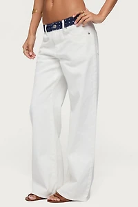 Edikted Polka Dot Waistband Low Rise Baggy Jeans