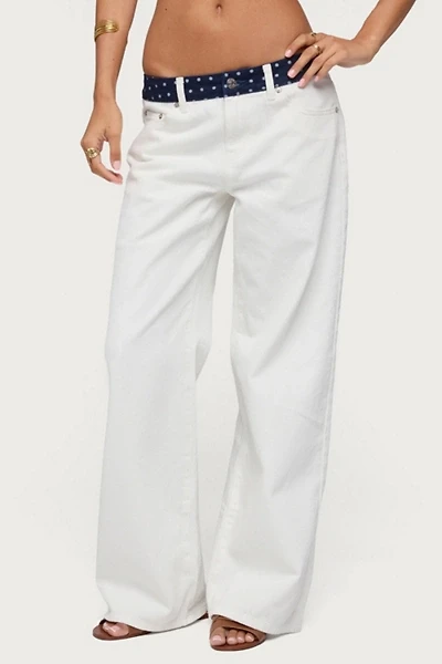 Edikted Polka Dot Waistband Low Rise Baggy Jeans
