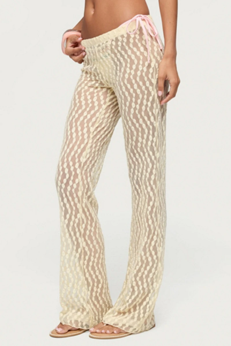 Edikted Liliette Sheer Textured Pants