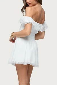 Edikted Darah Lacey Off Shoulder Mini Dress