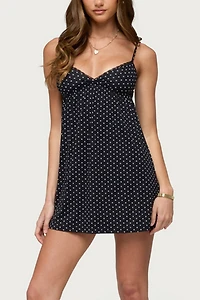 Edikted Reigna Lacey Polka Dot Mini Dress