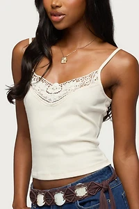 Edikted Fawnie Crochet Ribbed Tank Top