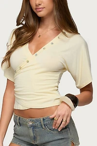 Edikted Sully Iridescent Button Wrapped Top