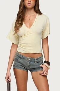 Edikted Sully Iridescent Button Wrapped Top
