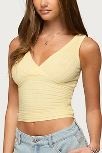 Edikted Beah Ribbed Knit V Neck Top
