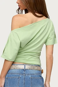 Edikted Feng Ruched Off Shoulder Cutout Top