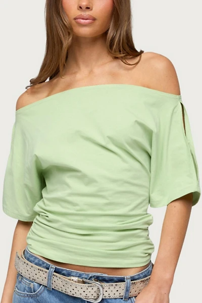 Edikted Feng Ruched Off Shoulder Cutout Top