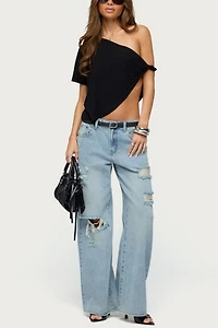 Edikted Asymmetric Twisted Off Shoulder Top