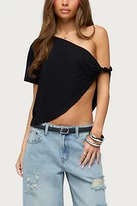 Edikted Asymmetric Twisted Off Shoulder Top