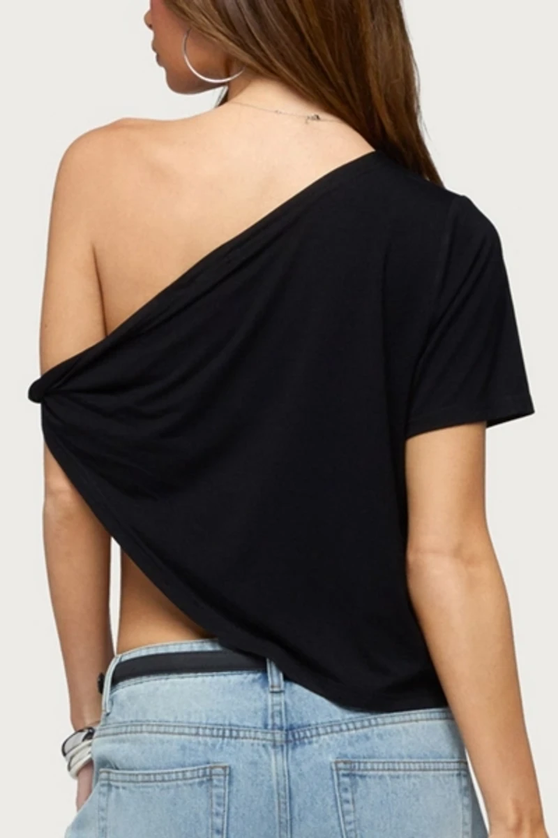 Edikted Asymmetric Twisted Off Shoulder Top