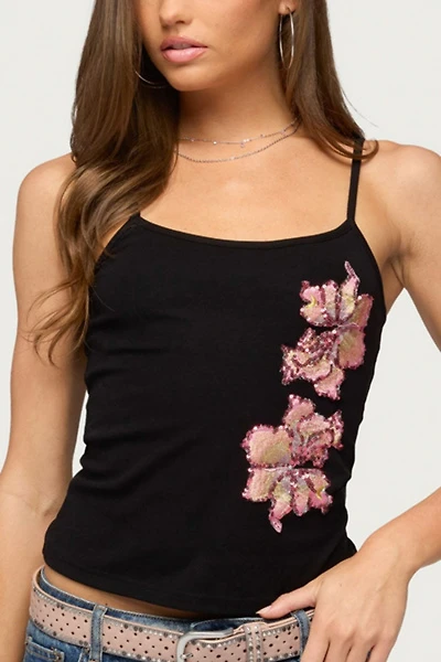 Edikted Sylvanna Sequin Flower Tank Top