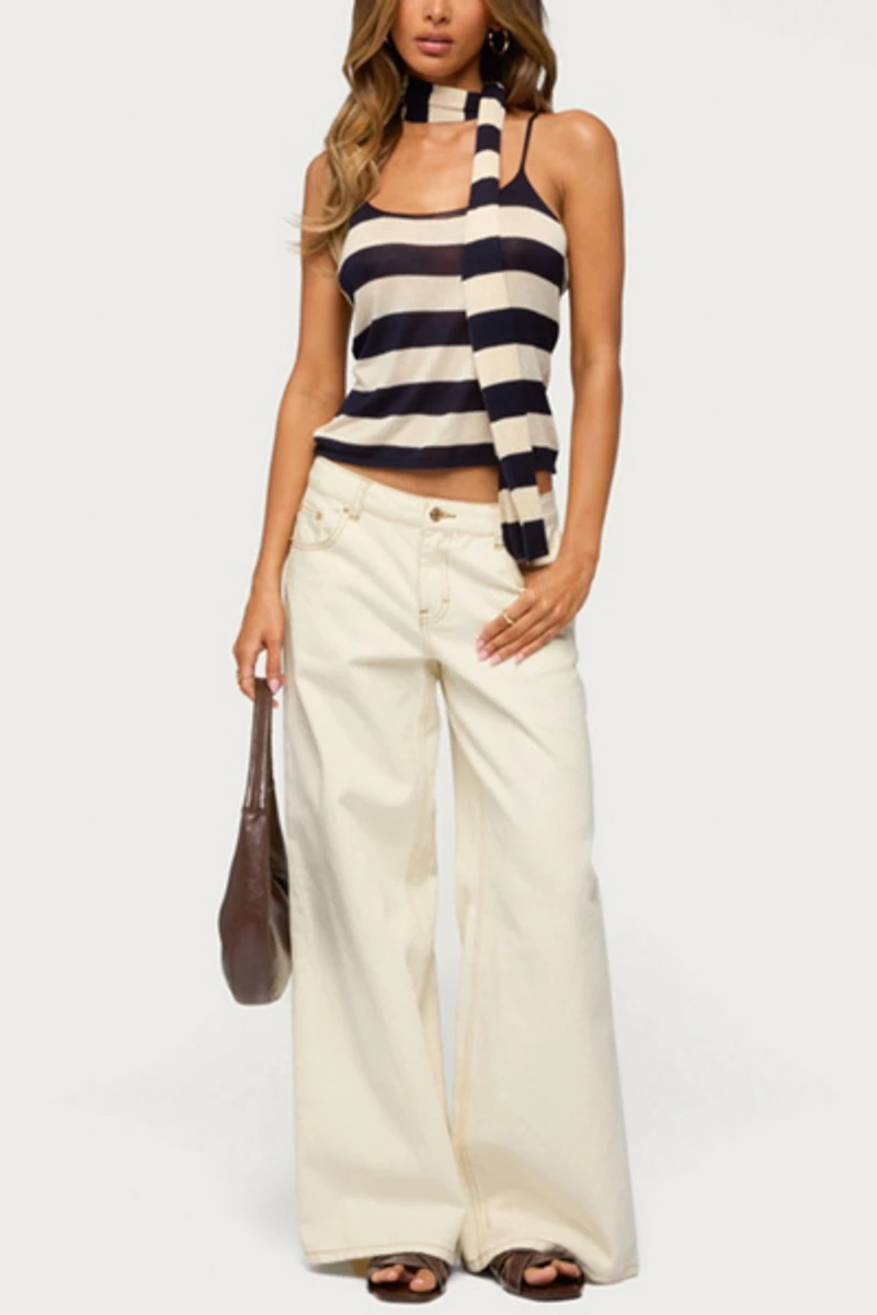 Edikted Striped Two Piece Scarf Tank Top