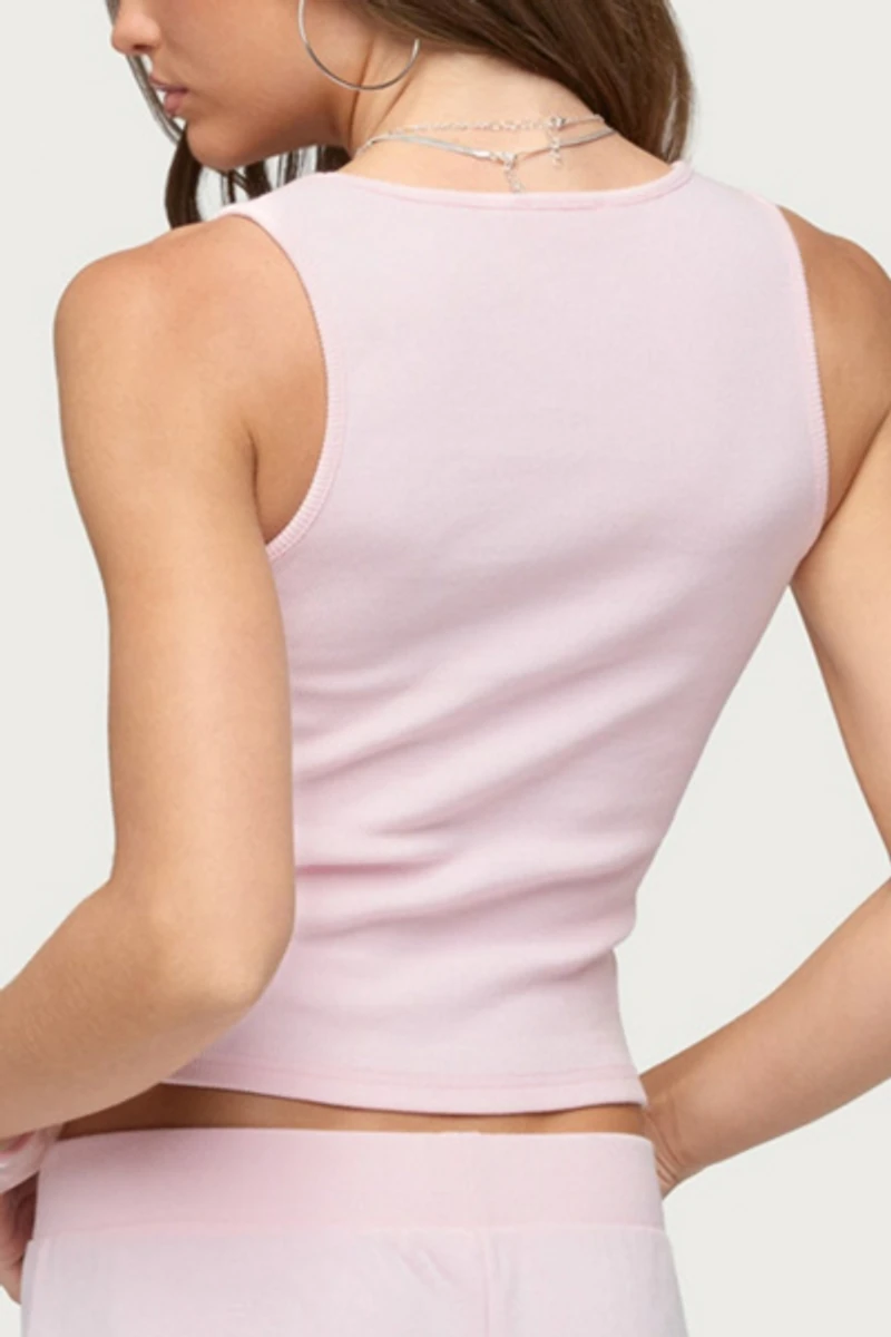 Edikted Studio Rhinestone Ribbed Tank Top