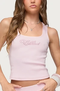 Edikted Studio Rhinestone Ribbed Tank Top