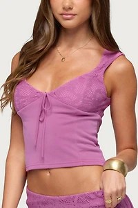 Edikted Vessa Lacey Tie Front Top