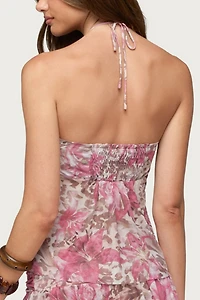 Edikted Tessa Floral Split Front Halter Top