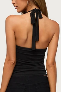 Edikted Mook Ruched Sequin Halter Top