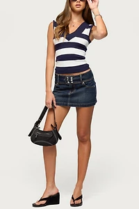 Edikted Briarie Striped Knit V Neck Top