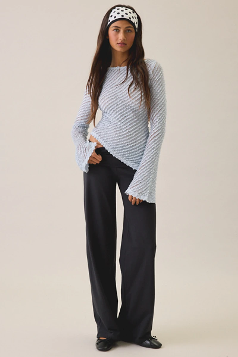 Kimchi Blue Gina Textured Asymmetric Bell Sleeve Top