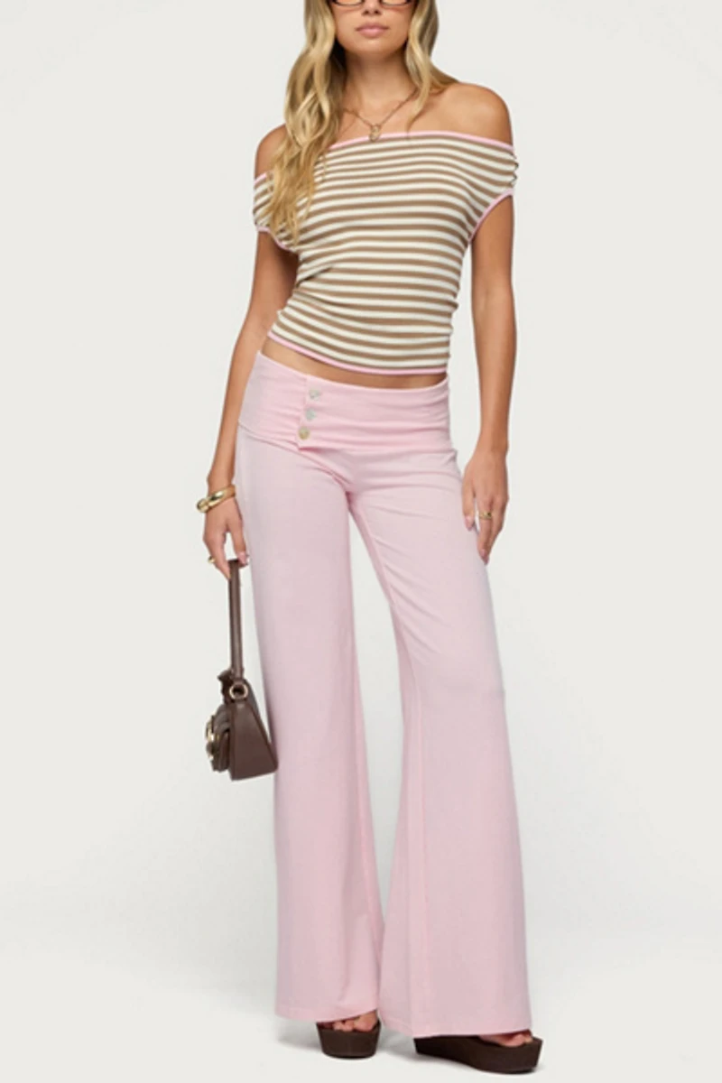 Edikted Zory Striped Backless Off Shoulder Top