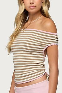 Edikted Zory Striped Backless Off Shoulder Top