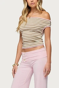 Edikted Zory Striped Backless Off Shoulder Top