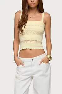Edikted Naia Pointelle Knit Tank Top