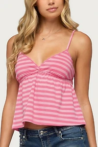 Edikted Ilan Striped Babydoll Tank Top