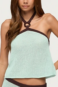 Edikted Loli Ring Contrast Knit Halter Top