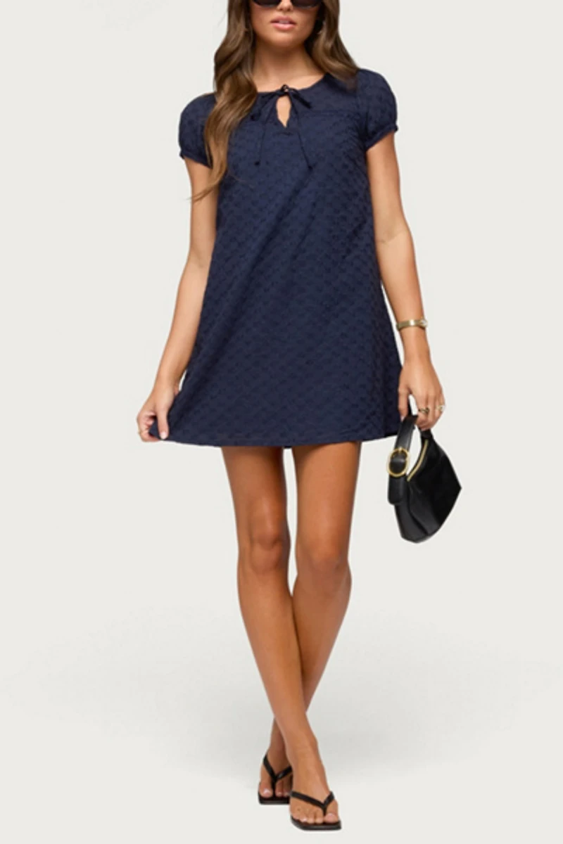 Edikted Mariella Lacey Eyelet Mini Dress