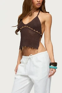 Edikted Jenn Bead Crochet Backless Top