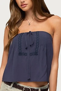 Edikted Joycee Tie Front Strapless Top