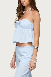 Edikted Cersei Striped Tie Front Strapless Top
