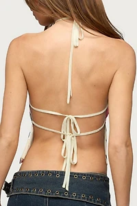 Edikted Floral Swirl Chiffon Backless Top