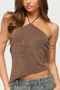 Edikted Ellise Studded Built Bra Halter Top