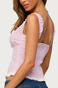 Edikted Zeffie Textured Gingham Tie Front Top