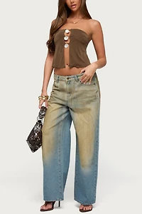 Edikted Lee Iridescent Strapless Cutout Top