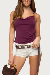 Edikted Turner Bead Cowl Neck Backless Top