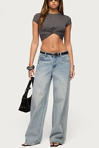 Edikted Sephey Twisted Cropped T Shirt