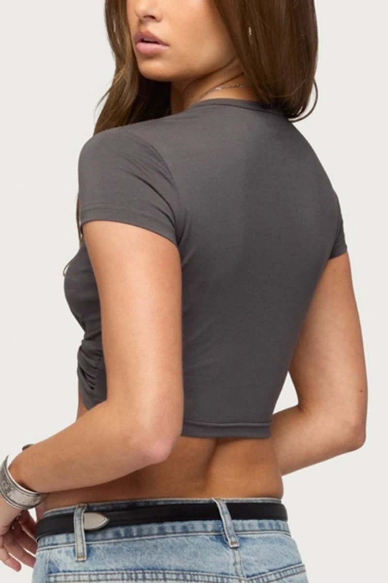 Edikted Sephey Twisted Cropped T Shirt