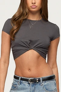 Edikted Sephey Twisted Cropped T Shirt