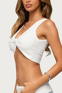 Edikted Lumi Twist Front Ribbed Crop Top