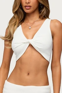 Edikted Lumi Twist Front Ribbed Crop Top